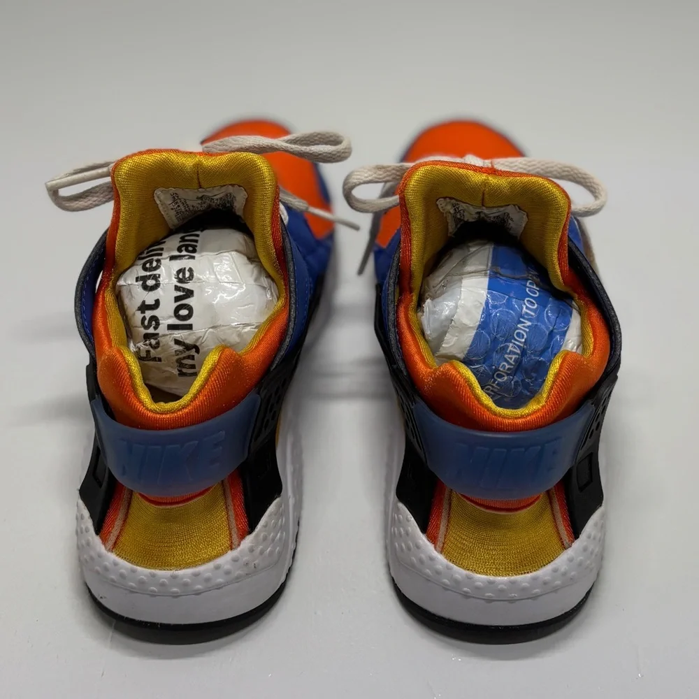 Nike Air Huarache Youth Sneakers Size 3Y Blue Orange Athletic Shoes
